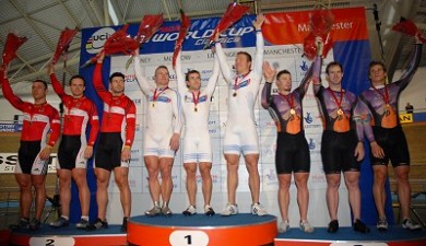 Teamsprint Podium in Manchester (Foto: www.britishcycling.org.uk)
