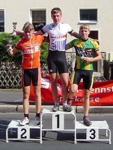 Siegerehrung beim Jugendrennen des Kriteriums in Meiningen.