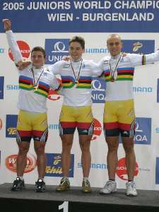 Beim Geraer Radrennbahnjubiläum am Start: Juniorenweltmeister und Europameister bei den Männern im Teamsprint René Enders (l.)
