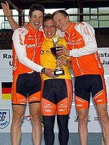 Der Geraer Radsportler John Degenkolb (m.) vom Thüringer Energie Team. (Foto: Archiv)