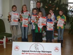 Gesamtsiegerehrung und Pokalübergabe im Jugendfördercup Thüringen der SV SparkassenVersicherung.