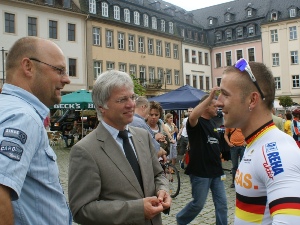 Im Gespräch: Oberbürgermeister Dr. Norbert Vornehm, Thomas Seidel (Stadtverwaltung Gera) und Robert Förstemann.